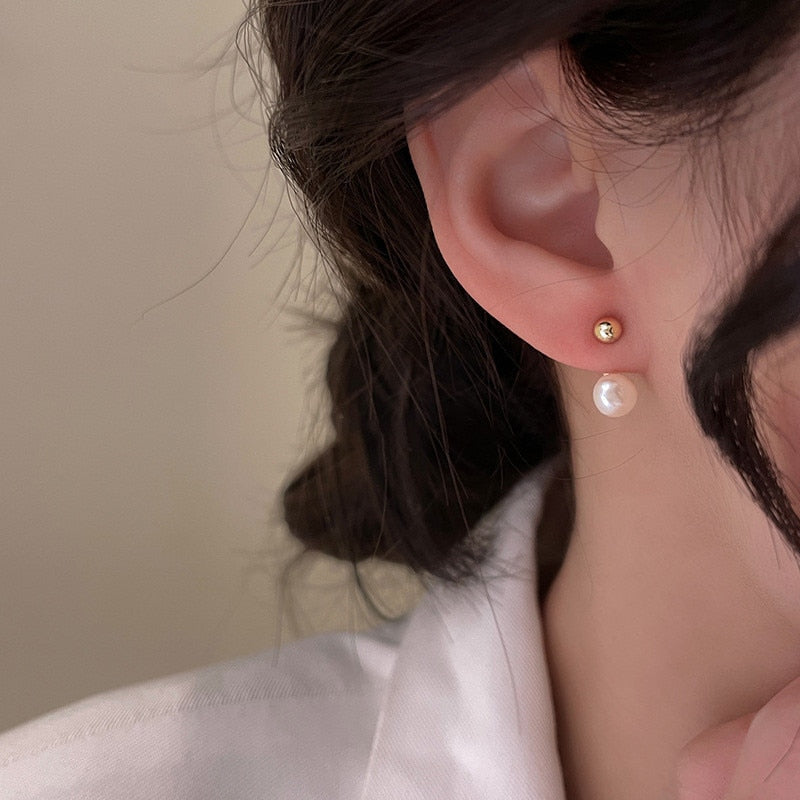 2025 Korean New Simple Temperament Circle Pearl Earrings Fashion Small Versatile Earrings Jewelry