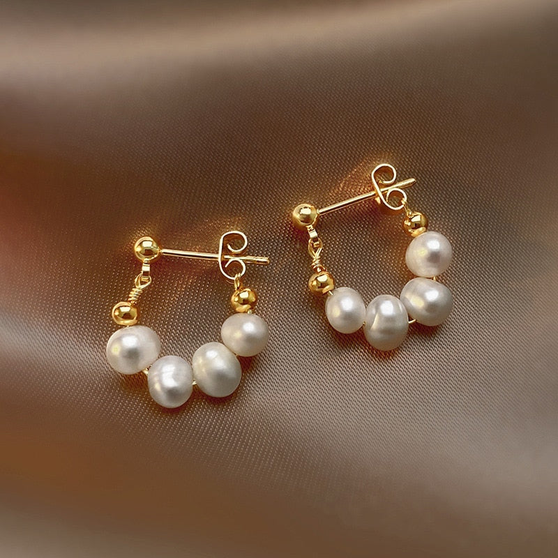 2025 Korean New Simple Temperament Circle Pearl Earrings Fashion Small Versatile Earrings Jewelry